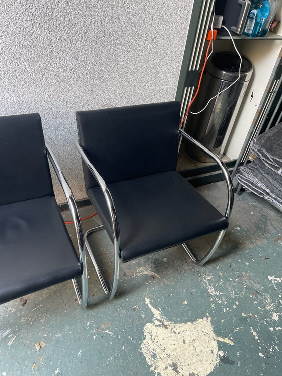 Set of 2 black cantilever chairs with chrome frame and armrests, Armchairs, Skai (photo 3 of 5)
