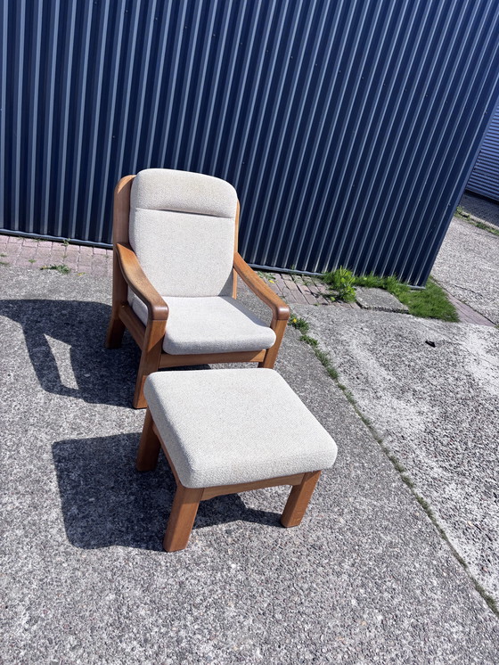 Image 1 of Vintage eiken dyrlund design easy chair met poef