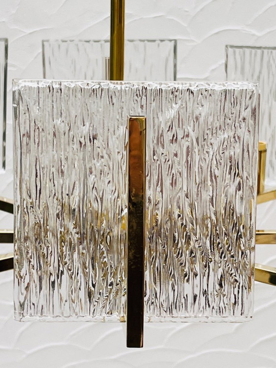 Image 1 of Vintage messing ijsglas kroonluchter