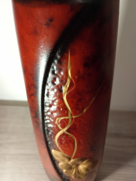 Image 1 of Rare rolled vase attributed to Montjoye Legras, enamel jewel with a wavy neck