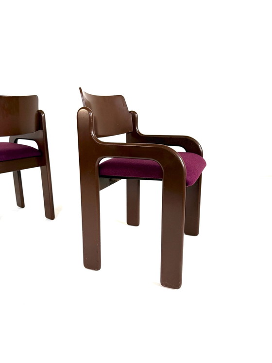 4x restored ‘Flamingo’ chairs, Eero Aarnio ‘70s, Asko, Dining chairs, Wood, Wool, Brown (photo 9 of 13)