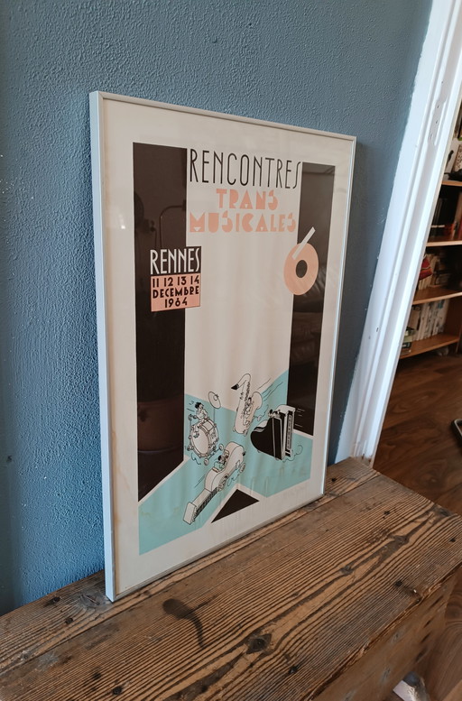 Vintage Joost Swarte "Rencontres Trans Musicales 1984" litho