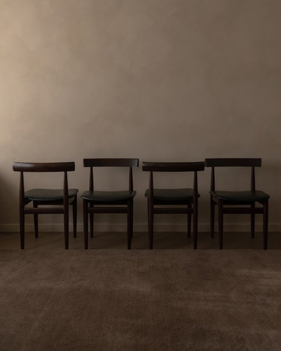 Image 1 of Set van 4 vintage Hans Olsen "Roundette" eetkamerstoelen voor Frem Røjle · Model 631 / 630 serie