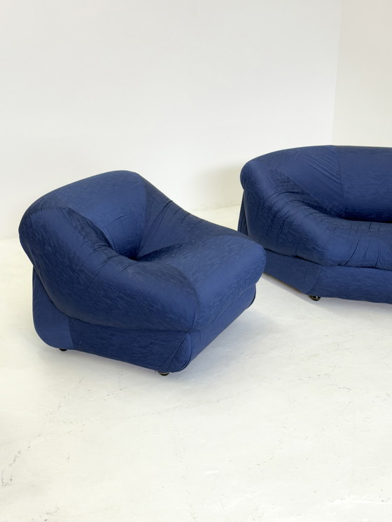 Image 1 of Modular Sofa / Armchairs Space Age Set in Blue by Airborne