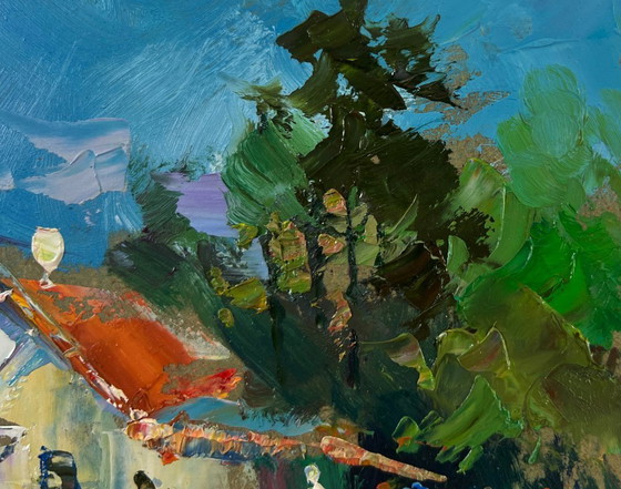 Image 1 of Original Oil Painting Rural House Landscape Quiet village life