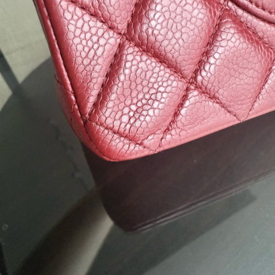Image 1 of Chanel Classic Flap Medium - Caviar 25CM Quilted Grained Calfskin Dark Red Silver Hardware Series 16