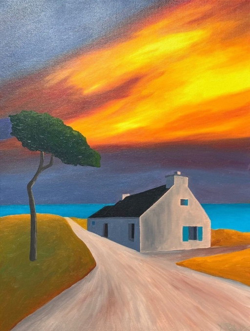 Öl auf Leinwandrahmen 61x46cm.