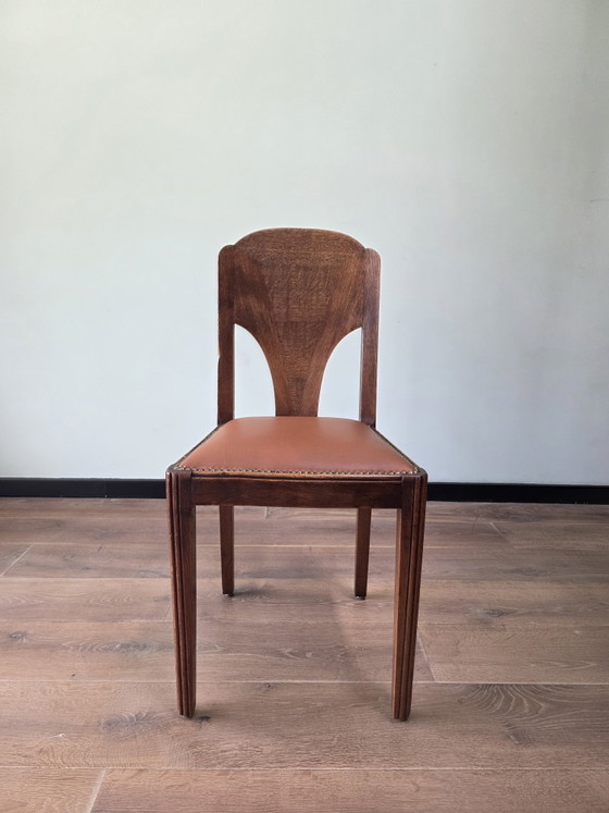 Image 1 of Set Van 6 Amsterdamse School Eetkamerstoelen | Jaren 20