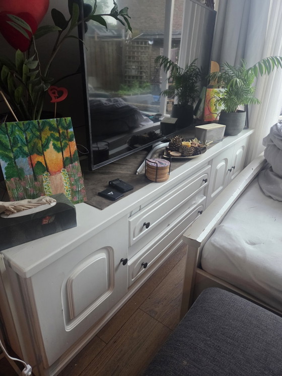 Image 1 of Mueble/aparador de TV rústico ancho – Blanco, aspecto sólido