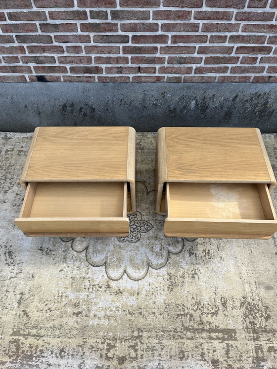 Ensemble vintage de commodes en chêne clair style Space Age années 1970 – Wood (photo 10 of 15)