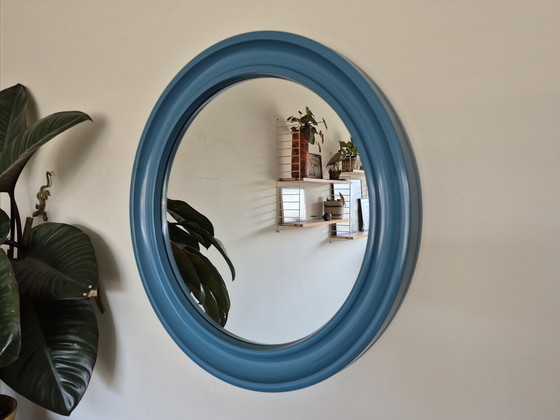 Image 1 of Carrara & Matta Mirror: Vintage XL Round Mirror Blue