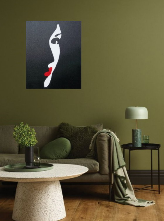 Image 1 of Profilo in Carminio – Dipinto originale dell'artista 2Luss'Art