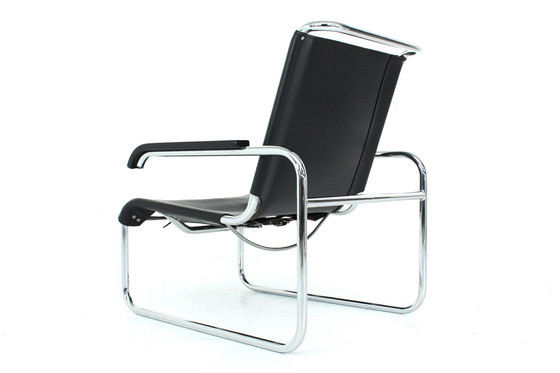 Image 1 of 1A Restored, Early Edition Marcel Breuer B35 / S35L Lounge Chair / Cantilever Chair for Thonet, Leather and Chrome, 1 of 2