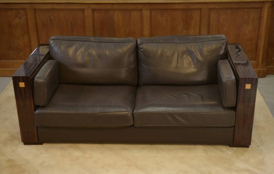 Minimalist leather and Macassar ebony canapé from the 1980s. – 3-5 seaters, Wood, Design (photo 12 of 15)