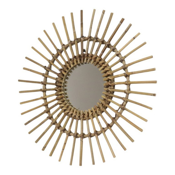 Mid Century Rotan en Bamboe Sunburst Spiegel Frankrijk 58cm – Rattan (photo 3 of 11)