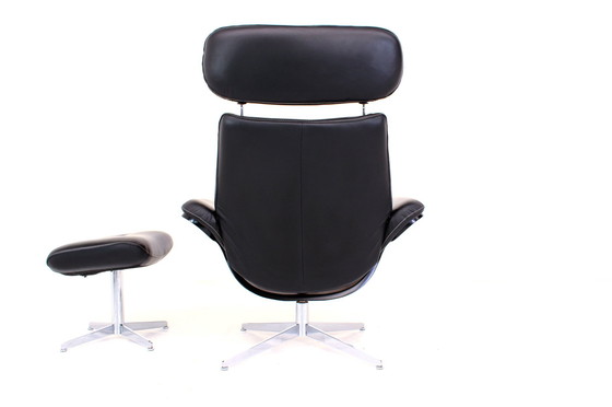 Image 1 of Casi como nuevo! Hjellegjerde / Fjörds Sillón Escandinavo Funcional / Sillón Relax con Cuero, Cromo y Roble