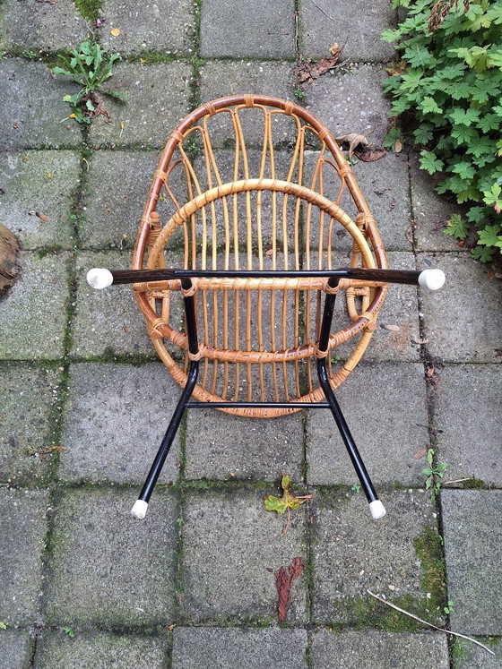 Vintage Jaren 60 Stoel | ROHE Noordwolde | Rotan in Perfecte Staat | – Rohé Noordwolde, Fauteuils, Metal (photo 9 of 10)
