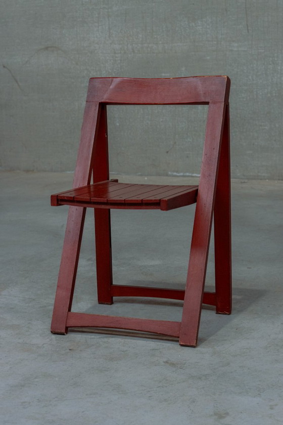 Image 1 of Set di 4 sedie pieghevoli rosse di Aldo Jacober