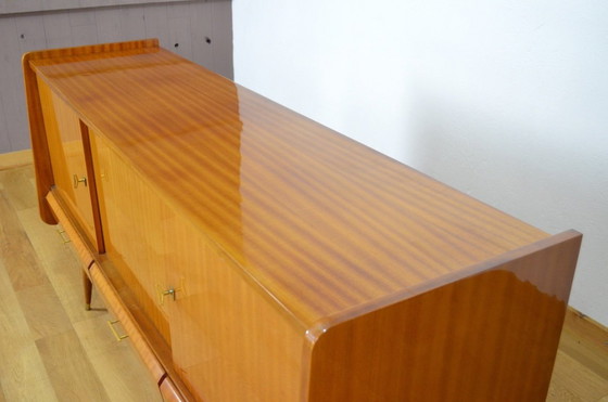 Image 1 of Enfilade Pieds Compas en Acajou, France Vintage 1960