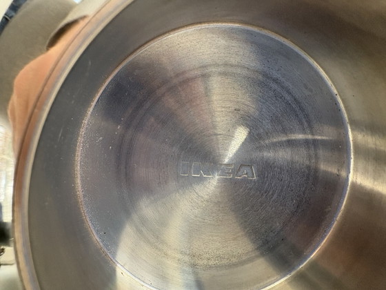 Image 1 of Porte-bougies chauffe-plat vintage Ikea en acier inoxydable Nässjö, lot de deux