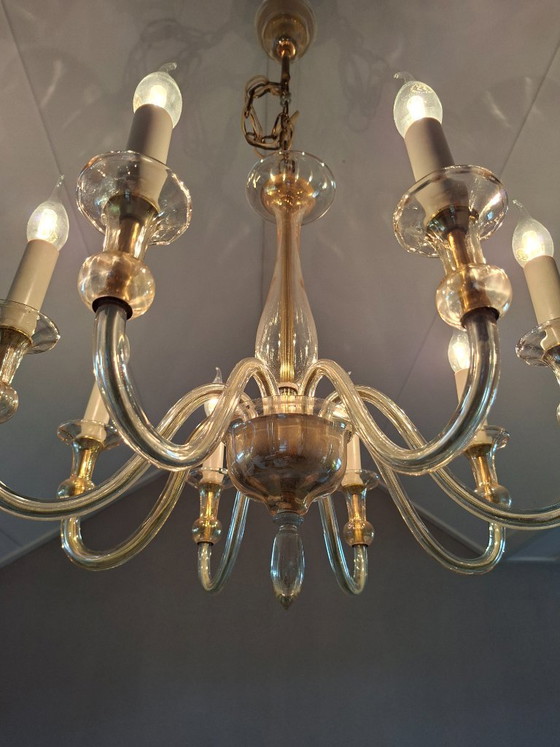 Vintage Italian Murano 8-Arm Chandelier - Crystal. – Copper (photo 5 of 17)