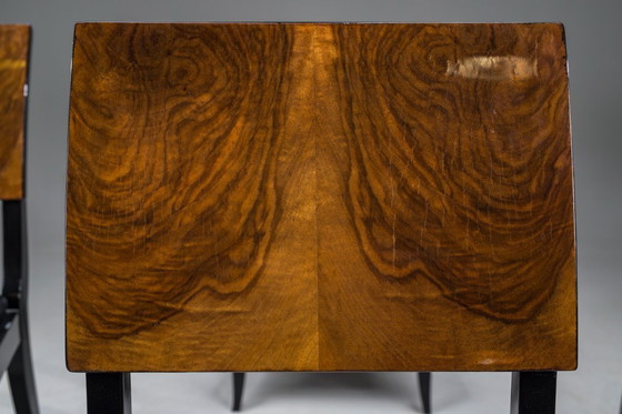 Image 1 of Art Deco French Walnut & Burl Dining Set, 1930s, Set of 7