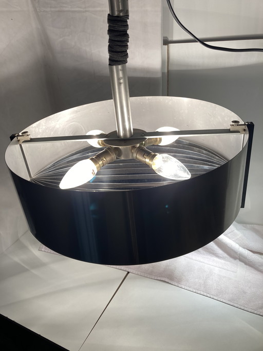 Suspension vintage 70’S en métal brossé attribué à Jean Gandelin 