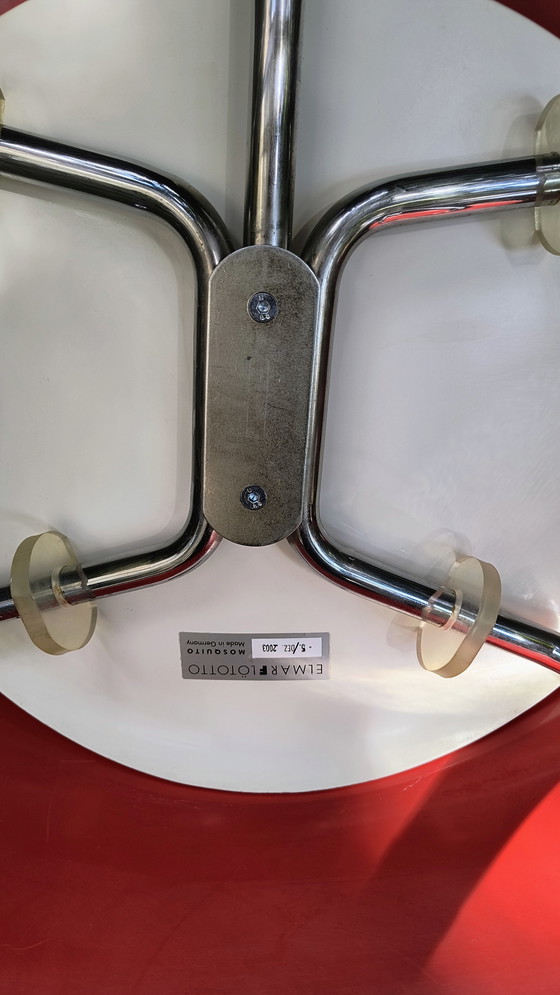 Image 1 of Set di 6 sedie originali Elmar Flötotto Mosquito - rosso e bianco (2003)