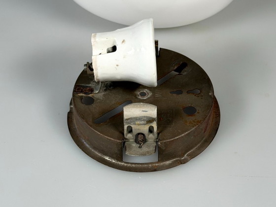 Image 1 of 50er 60er Jahre Lampe Leuchte Plafoniere Milchglas Mid Century Glas Design RZB