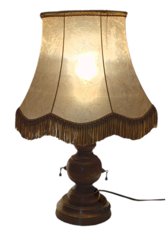 Retro- of westernlamp van gedraaid hout en goudkleurig metaal, 37x57 cm – Tafellampen, Metal, Wood (photo 2 of 8)