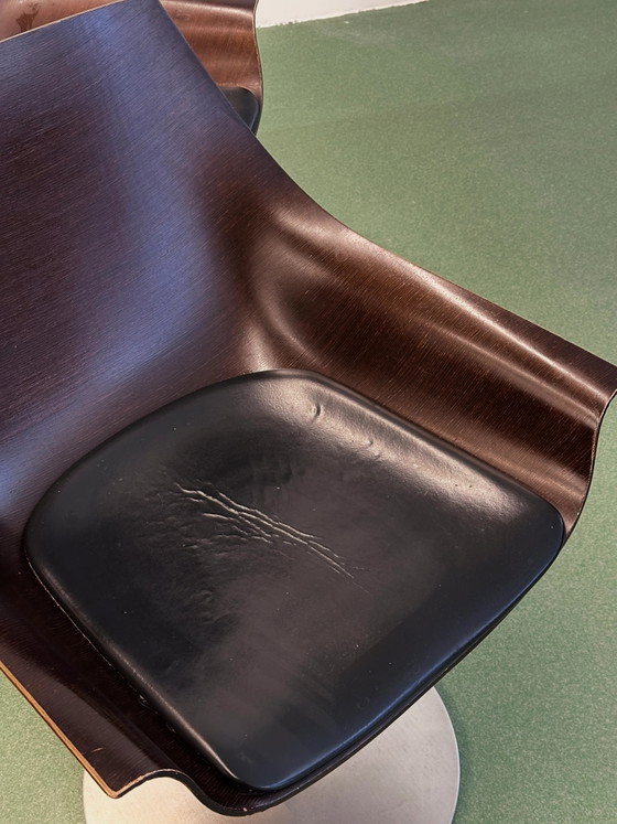 Set of Four Swivel Armchairs by Ostwald & Nolting, Italy, Leather, Black, Modern (photo 6 of 8)