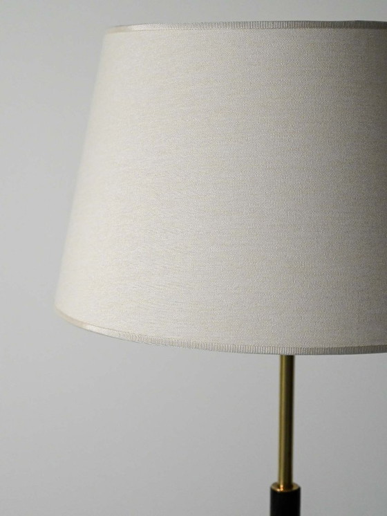 Image 1 of Lámpara de pie escandinava de latón y madera negra, años 50/60