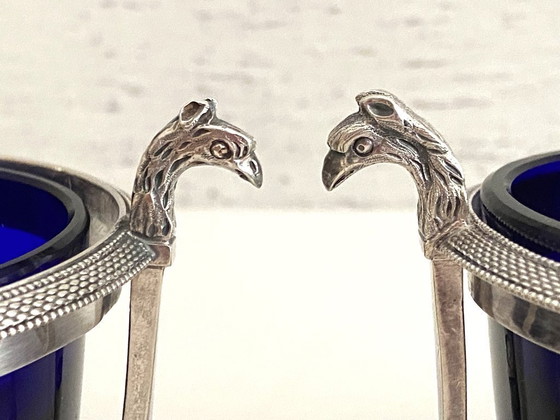 Image 1 of Saltcellars in Solid Silver (950°/°°°) Marked 1st Rooster Empire Consulate Period 1800