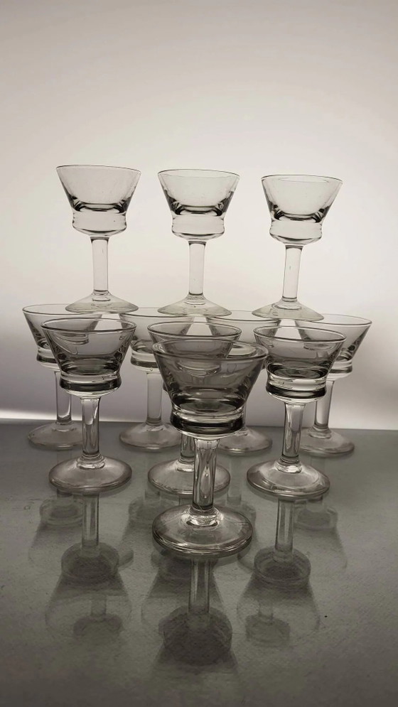 11 bicchieri da liquore da bistrò anni '20-'30 – Bicchieri e caraffe, Crystal, Glass, Vintage (photo 7 of 7)