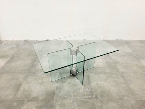 Table basse vintage en verre attribuée à Peter Ghyczy, 1970