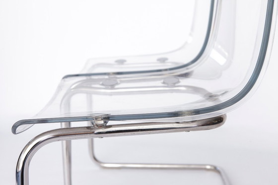 Image 1 of Set of 4 IKEA “Tobias” Chairs – Design by Carl Öjerstam, 1990s–2000s, Transparent Acrylic Seat, Chrome Frame, Modern Design