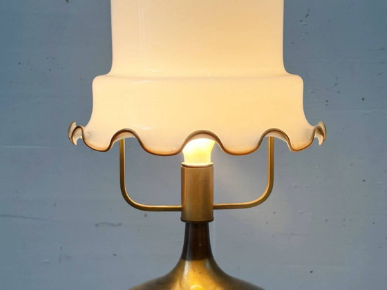Image 1 of Table lamp with wavy glass shade, Murano glass, Italy, 1920s