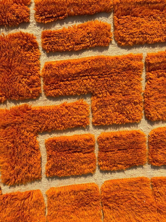 Image 1 of Oranje Marokkaans wollen tapijt 200x300 cm- Handgemaakt geometrisch tapijt - Eigentijds Berber tapijt