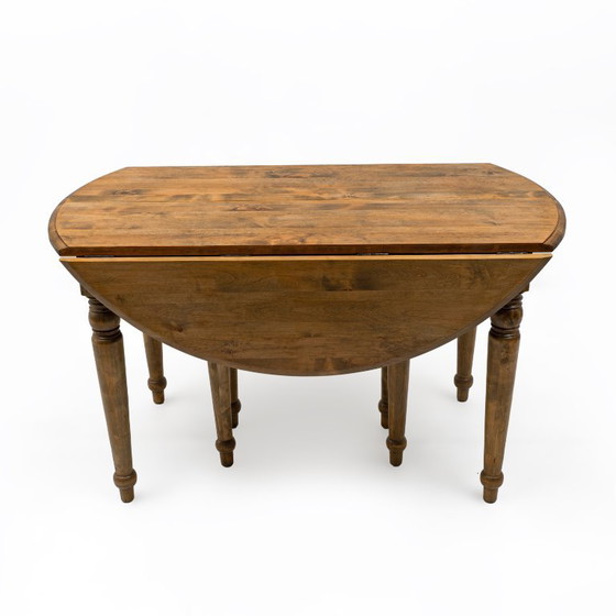 19e-eeuwse Toscaanse iepenhouten uitschuifbare ronde eettafel met vijf bladen – Wood (photo 9 of 13)