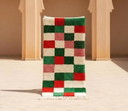 Kerst Marokkaanse Runner – Rood en groen geruite wollen Runner 300X70