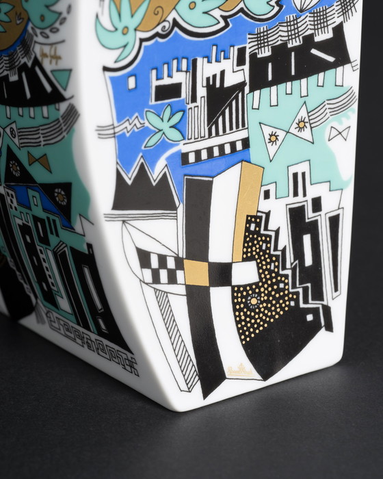 Image 1 of Vase postmoderne en porcelaine allemande Rosenthal Jan v.d Vaart x Yves Galgon