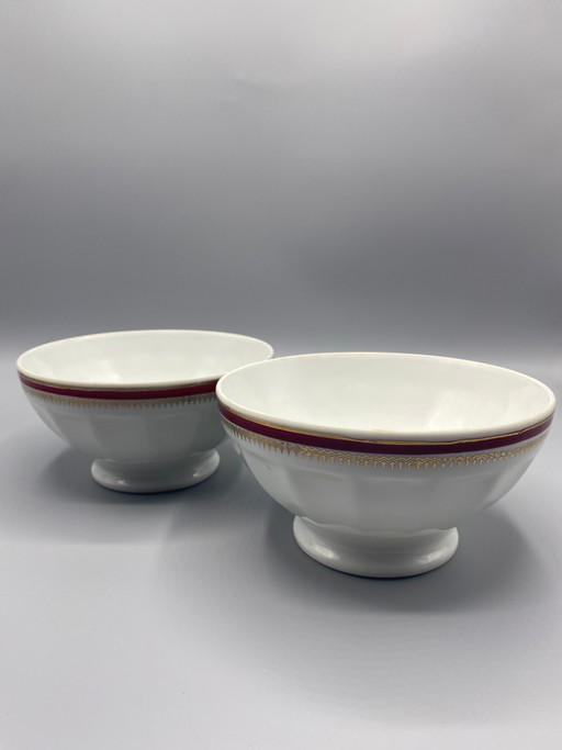 2 bols en porcelaine de Limoges – Bordeaux et Or – Circa 1950 – decoratieve objecten, Gold, Klassiek