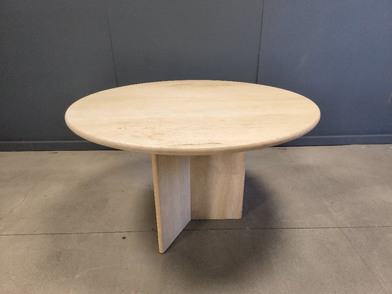 Image 1 of Round italian travertine dining table 1970s