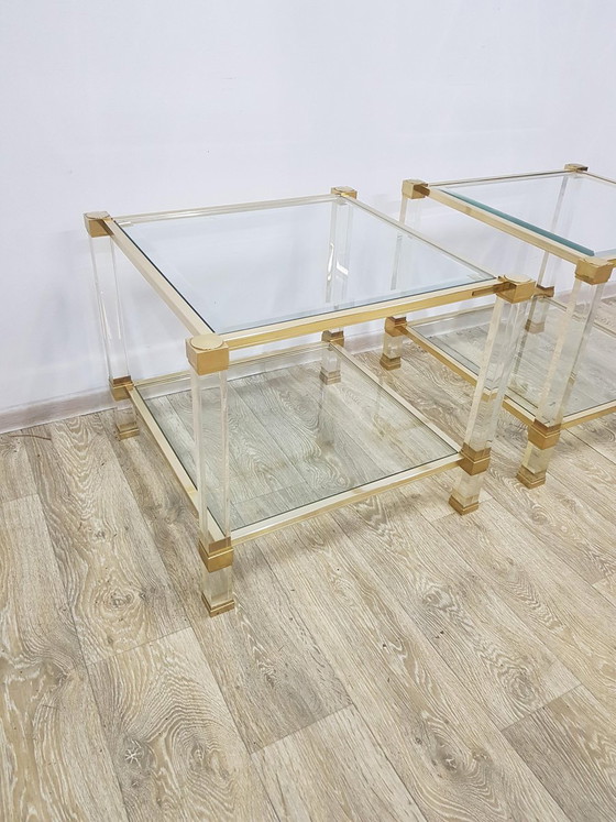 Hollywood Regency Tafels in glas van P. Vandel, Parijs, jaren 70, set van 2 – Pierre Vandel, Metal (photo 15 of 16)