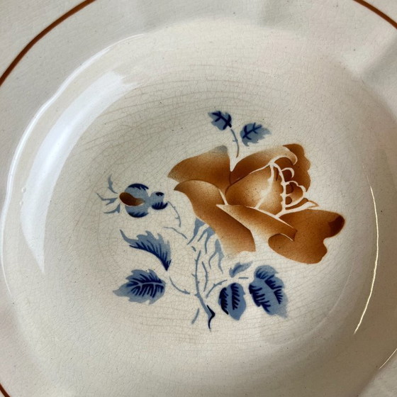 Set van 4 Sarreguemines soepborden met bloemmotief, eerste helft van de 20e eeuw. – Servies, Ceramic (photo 7 of 10)