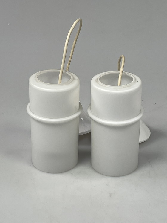 Image 1 of Set van Twee Melkglazen Hanglampen, Raak, Nederland, 1960's
