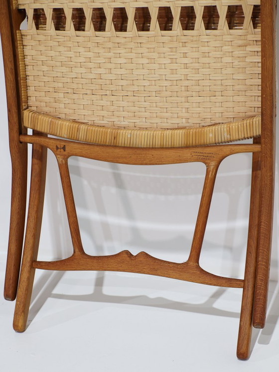 JH512 Folding Chair Hans J. Wegner oak rattan Johannes Hansen – Hans Wegner, Armchairs, Wood, Vintage (photo 18 of 19)