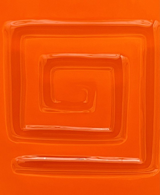 Image 1 of Retro Fans - Vaas - Jaren 60 - Fel Oranje -Fåglavik Glasbruk -Zweden