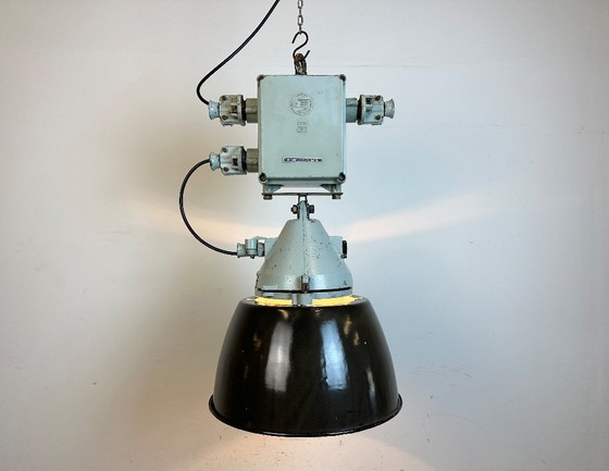 Image 1 of Grey Cast Aluminium Explosion Proof Lamp with Enameled Shade, 1970s