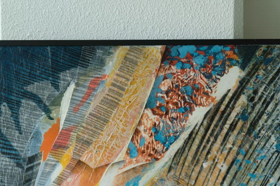 Sikko Mulder - Abstract Composition in Orange and Blue Mixed Media Painting, 1993 – Paintings & Drawings, Wood (photo 3 of 5)
